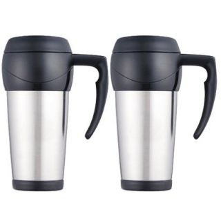 Set of 2 Thermos Stainless Steel 16 oz. Travel Mugs