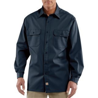 Carhartt Long Sleeve Twill Work Shirt   Navy, Large Tall, Model S224