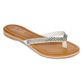 DIBA LONDON Laila Embellished Flip Flops, White, Womens