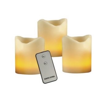 Set of 3 Flameless Pillar Candles with Remote   Ivory (3)