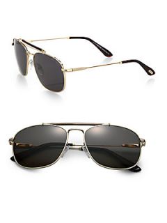 Tom Ford Eyewear Marlon Metal Aviator Sunglasses   Gold
