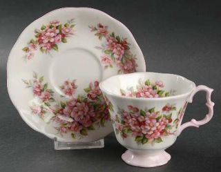Royal Albert Blossom Time Series Footed Cup & Saucer Set, Fine China Dinnerware