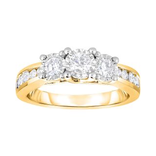 1 CT. T.W. Diamond 10K Yellow Gold 3 Stone Ring, Womens