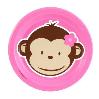 Pink Mod Monkey Dessert Plates