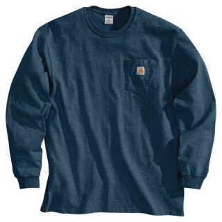 Carhartt Workwear Long Sleeve Pocket T Shirt   Navy, Large, Regular Style,