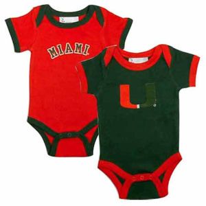 Miami Hurricanes NCAA Infant 2 Pack Contrast Creeper