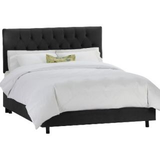 Skyline Full Bed Skyline Furniture Edwardian Upholstered Velvet Bed   Black