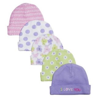 Gerber Onesies Newborn Girls 5 Pack Bunny Hats   Assorted