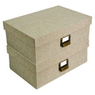 Threshold Lidded Box  Set of 2   Brown Linen