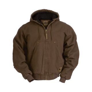 Berne Original Washed Hooded Jacket   Quilt Lined, Bark, XL Tall, Model HJ375
