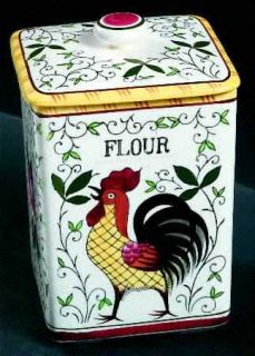 Ucagco Early Provincial Square Flour Canister with Lid, Fine China Dinnerware  