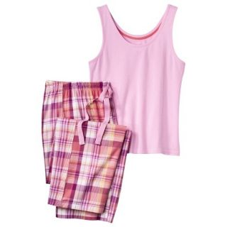 Hanes Premium Womens PJ Set   Pink Plaid L
