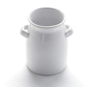 American Metalcraft 4 oz Mini Milk Can with Handles   White Ceramic