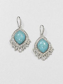 ABS by Allen Schwartz Jewelry Feather Drop Earrings   Silver Blue