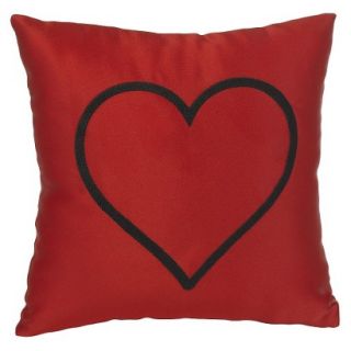 Accent Pillow with Heart Design   Red/Black