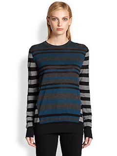 Proenza Schouler Fine Gauge Multi Stripe Sweater   Blue Combo