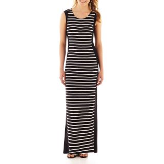 A.N.A Sleeveless Striped Maxi Dress, Black/White