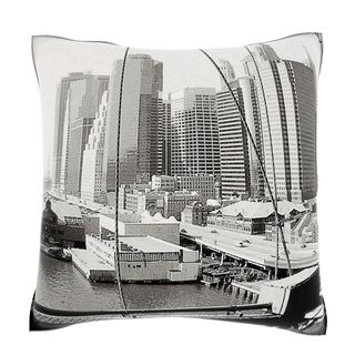 Custom Photo Factory High Angle View Of Suspension Bridge 18 inch Velour Throw Pillow Multi Size 18 x 18