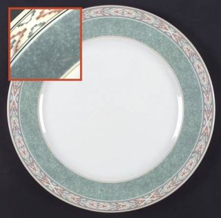 Wedgwood Aztec Dinner Plate, Fine China Dinnerware   Home Collection,Green Band,