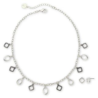 LIZ CLAIBORNE Silver Tone and Hematite Necklace and Earring Set, Gray