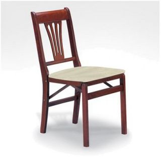 Folding Chair Stakmore Folding Chair with Cream Seat   Red Brown (Cherry)