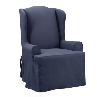 Sure Fit Twill Supreme Wing Chair Slipcover   Sapphire