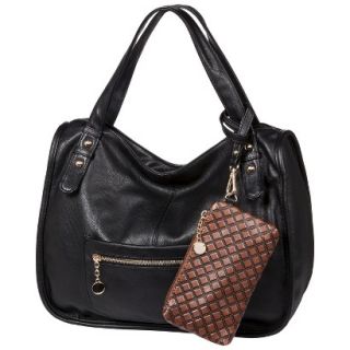 Melie Satchel Handbag with Removable Pouch   Black