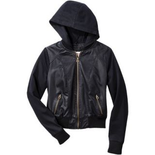Mossimo Supply Co. Juniors Mixed Media Hooded Jacket  Black XL