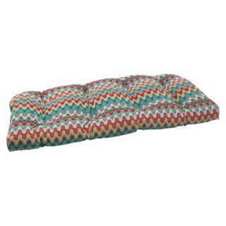 Outdoor Wicker Loveseat Cushion   Red/Turquoise Chevron