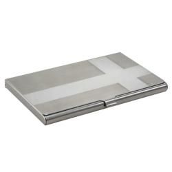 Basacc Brushed silver Business Card Holder Case With Chrome Cross