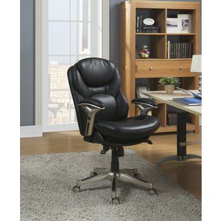 Serta Smooth Black Eco friendly Bonded Leather Back In Motion Health   Wellness Mid back Office Chair