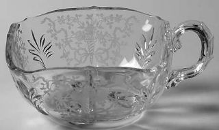 Fostoria Corsage Clear Baroque 1 Handled Square Nappy   Stem #6014,  Etch #325,