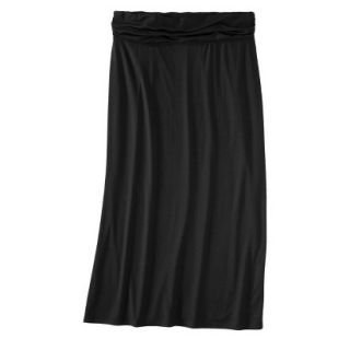 Merona Womens Plus Size Ruched Waist Knit Maxi Skirt   Black 4