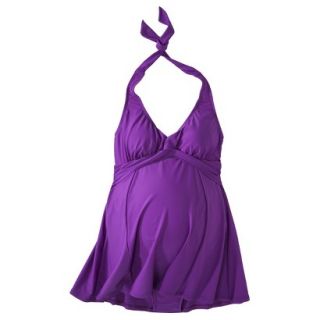 Womens Maternity Twist Front One Piece Swim Dress   Amethyst XL