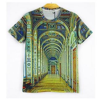Mens 3D Series Imperial Palace Printing with Short Sleeves T Shirt