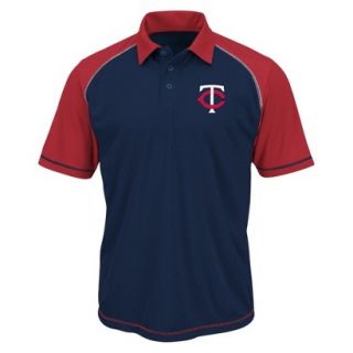 MLB Mens Minnesota Twins Synthetic Polo T Shirt   Navy/Red (XL)