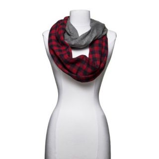 Plaid Infinity Scarf   Red/Gray