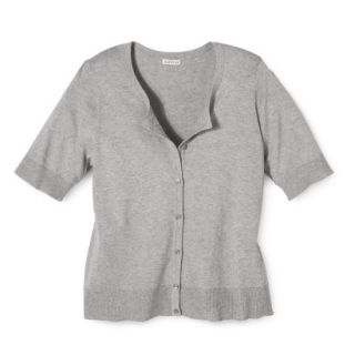 Merona Womens Plus Size Short Sleeve Cardigan Sweater   Gray 1X