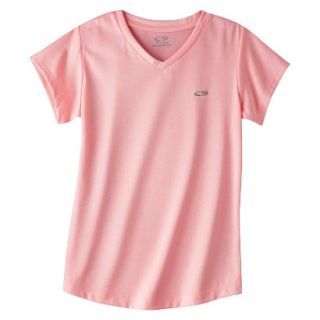 C9 by Champion Girls Duo Dry Endurance V Neck Short Sleeve Tech Tee   Pink XL