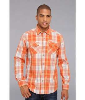 Fresh Brand Crinkle Shirt w/ Jersey Contrast Mens Clothing (Orange)