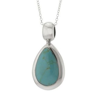 Sterling Silver Tear Pendant with Inlay   Turquoise