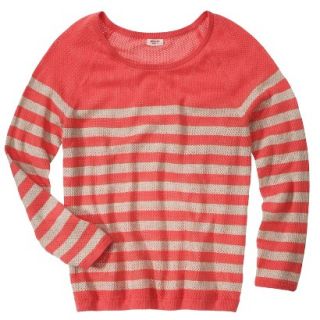 Mossimo Supply Co. Juniors Long Sleeve Mesh Pullover Sweater   Orange/Cream 2