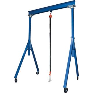 Vestil Steel Gantry Crane   Adjustable Height, 6000 Lb. Capacity, 15ft.L x 10