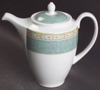 Wedgwood Aztec Coffee Pot & Lid, Fine China Dinnerware   Home Collection,Green B