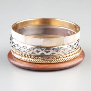 5 Piece Etched Bangle Set Brown Combo One Size For Women 238921449