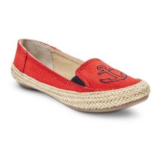 Womens Cloud9 Slip on Anchor Canvas Skimmer   Red 10