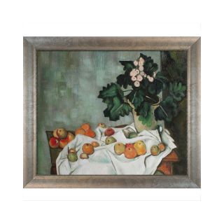 Still Life with Apples and a Pot of Primroses Framed Canvas Wall Art