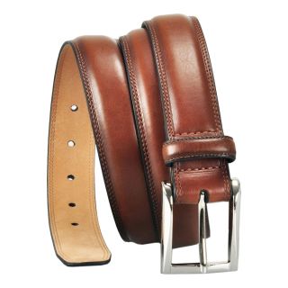 Stafford Feather Edge Belt with Stitch, Tan, Mens