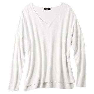 Mossimo Womens Plus Size V Neck Pullover Sweater   White 2
