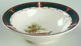 Noritake Wicklow Green Soup/Cereal Bowl, Fine China Dinnerware   Green Band,Tan